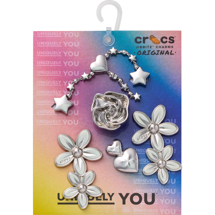 Silver Meta Floral 5 Pack Jibbitz™ charms | Crocs Women / Men