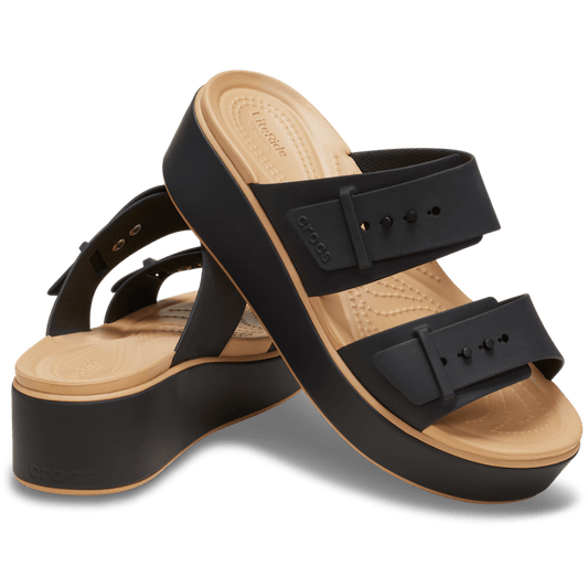 Brooklyn Buckle Matte Wrap Low Wedge | Crocs Women