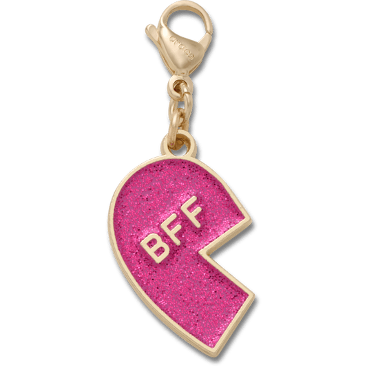 Pink Glitter BFF Charm Left Jibbitz Shoe Charm | Crocs Women / Men / Kids