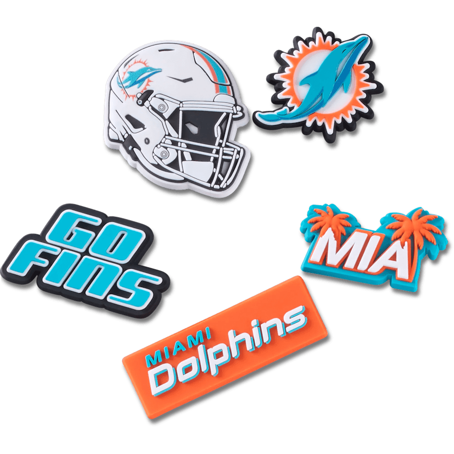 NFL Miami Dolphins 5 Pack Jibbitz Shoe Charm | Crocs Women / Men