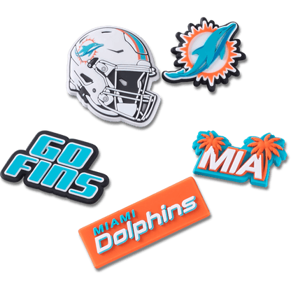NFL Miami Dolphins 5 Pack Jibbitz Shoe Charm | Crocs Women / Men