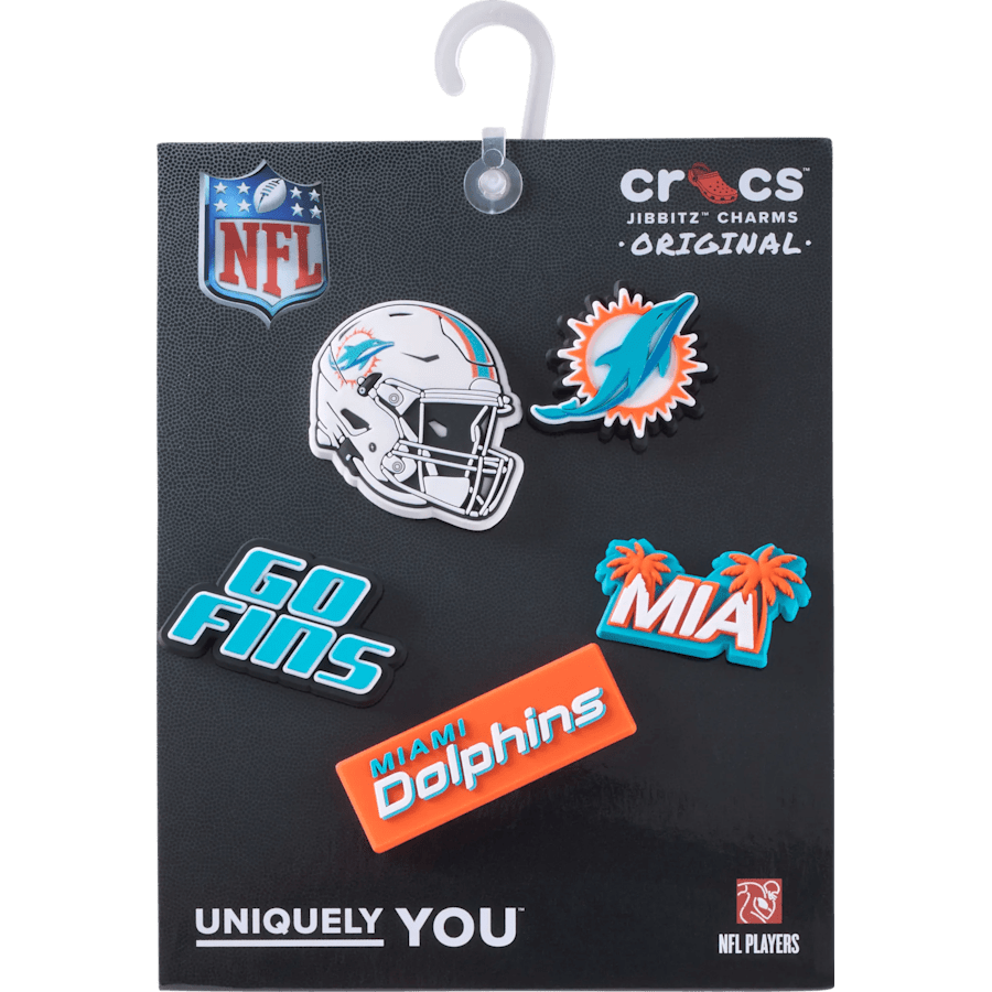 NFL Miami Dolphins 5 Pack Jibbitz Shoe Charm | Crocs Women / Men