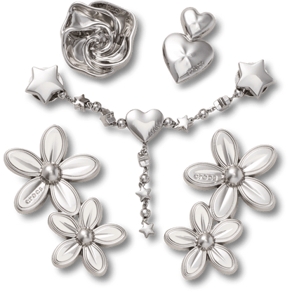 Silver Meta Floral 5 Pack Jibbitz™ charms | Crocs Women / Men