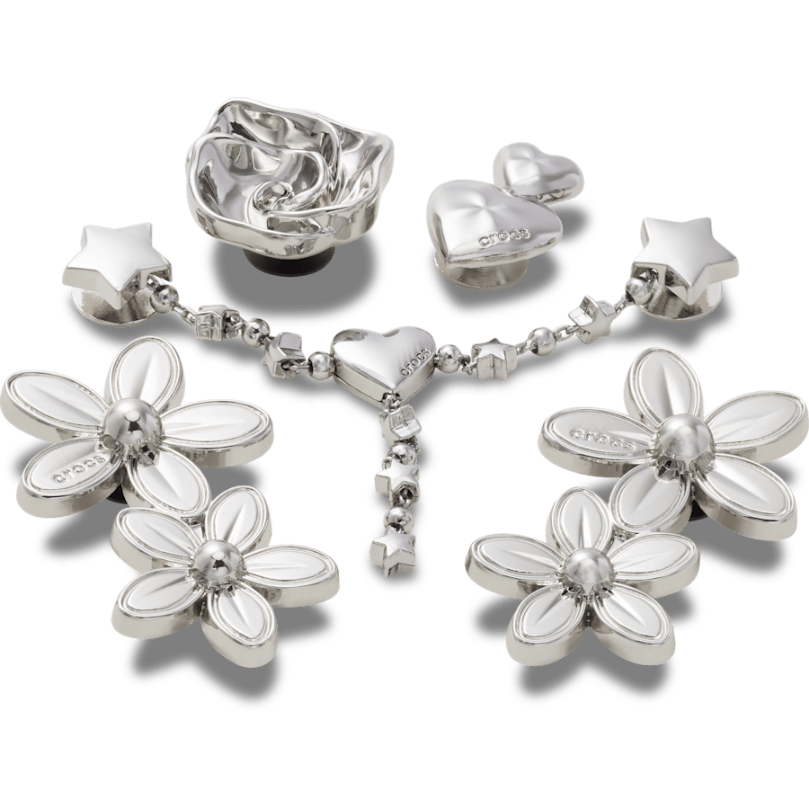 Silver Meta Floral 5 Pack Jibbitz™ charms | Crocs Women / Men