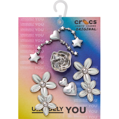 Silver Meta Floral 5 Pack Jibbitz™ charms | Crocs Women / Men