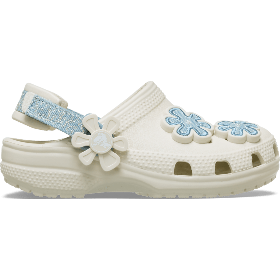 Toddler Classic Denim Flower Adjustable Backstrap Clog | Crocs Kids