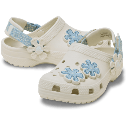 Toddler Classic Denim Flower Adjustable Backstrap Clog | Crocs Kids
