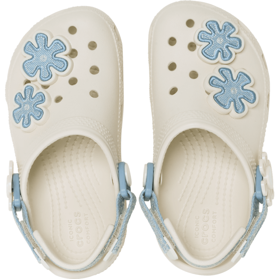 Toddler Classic Denim Flower Adjustable Backstrap Clog | Crocs Kids