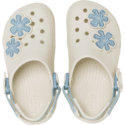 Toddler Classic Denim Flower Adjustable Backstrap Clog | Crocs Kids